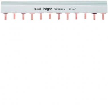 Barre de pontage - 3 p�les + Neutre - Languettes - 10 mm� - 24 Modules - Hager KB463C