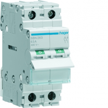 Interrupteur modulaire - 2 P�les - 63A - Hager SBN263