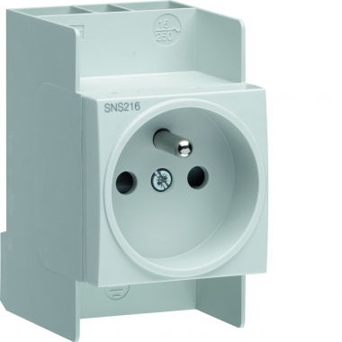 Prise de courant modulaire - 2P+T - 16A - Sans Vis - Hager SNS216