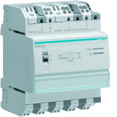 Alimentation - 24 Volts DC - 1A - Rail Din - Hager TGA200