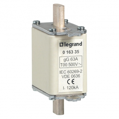 Cartouche Industrielle � couteaux - Taille 00 - 63 Amp�res - Type gG HPC - Avec voyant