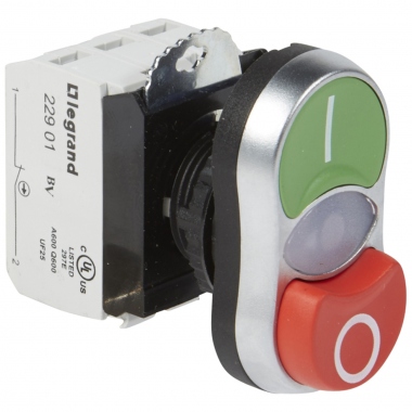 Bloc complet lumineux double touche 1NO + 1NF 12/24 Ac/Dc