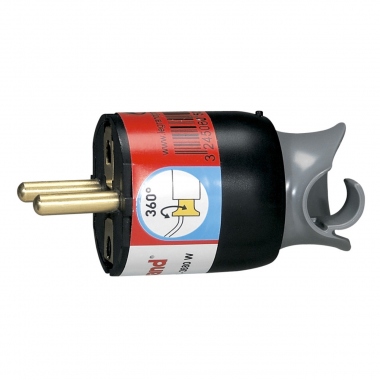 Fiche male 16A 2P+T en plastique orientation du cable � 360 noir