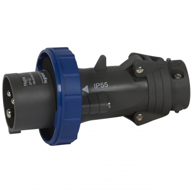 Fiche droite male 16 Amp�res 2P+T IP55 bleu - Legrand Hypra 051156