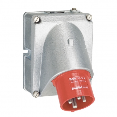 Fiche tableau - Inclin�e - 16 Amp�res - 3P+T - IP44 - Rouge - Legrand Hypra 052163