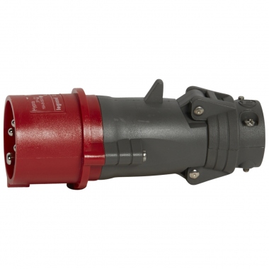 Fiche droite male 16 Amp�res 3P+T IP44 rouge - Legrand Hypra 52243