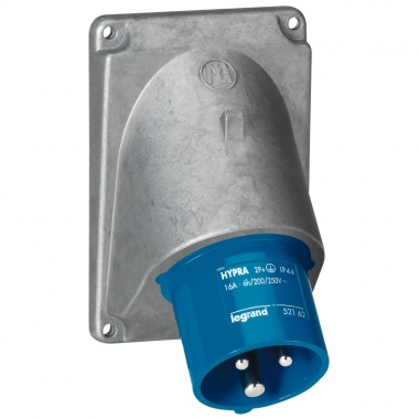 Fiche tableau - Inclin�e - 32 Amp�res - 2P+T - IP44 - Bleu - Legrand Hypra 052862