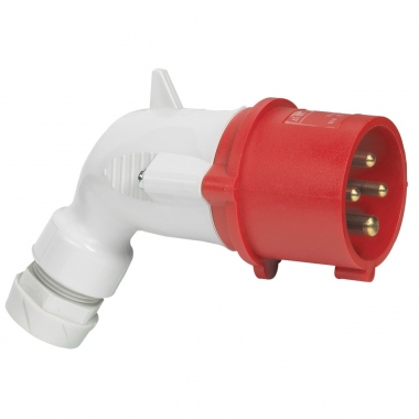 Fiche coud�e m�le 16 Amp�res 3P+T IP44 rouge - Legrand 056457