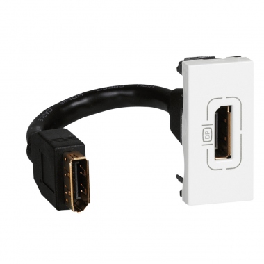 Prise display port 1.2 - pr�-connectoris�e - 1 Module - Blanc - Legrand Mosaic 078791