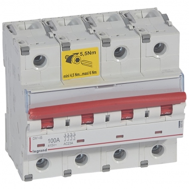 Interrupteur sectionneur Legrand DX3 100A 4 Poles � d�clenchement