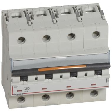 Disjoncteur - Legrand Dx3 - 4 P�les - 50 A - Courbe C - 25kA - Legrand 409799