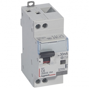 Disjoncteur diff�rentiel Legrand DX3 6A courbe C 30mA 2 Poles type AC - Vis / Vis