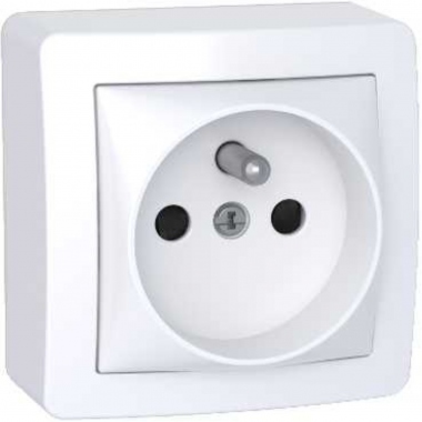 Prise de courant - 2 P�les + Terre - Sans Vis- Complet - Schneider Alrea ALB62273P