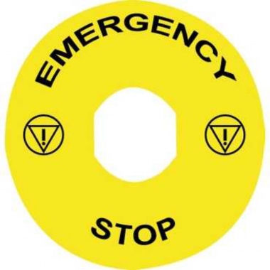 Etiquette Circulaire - Arret d'urgence - D90 - EMERGENCY STOP - Schneider ZBY8330