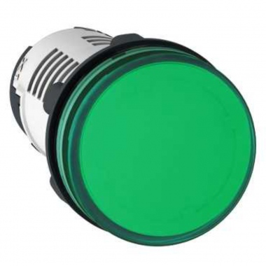 voyant rond - D=22 - vert - LED int�gr�e - 24V - Schneider electric XB7EV03BP