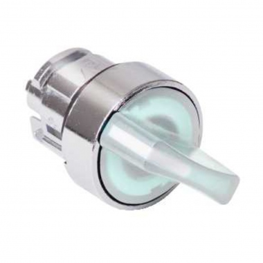 T�te - Bouton Tournant lumineux - 2 positions - Fixe - Blanc - Schneider ZB4BK1213