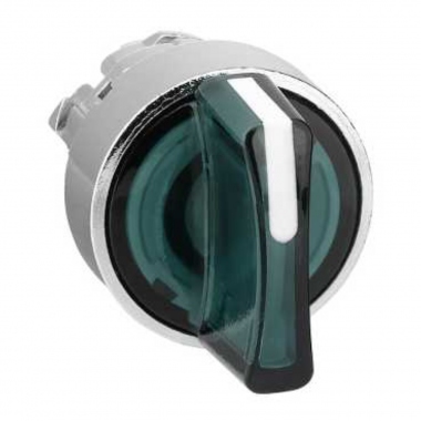 T�te - Bouton Tournant lumineux - 3 positions - Fixe - Vert - Schneider ZB4BK1333