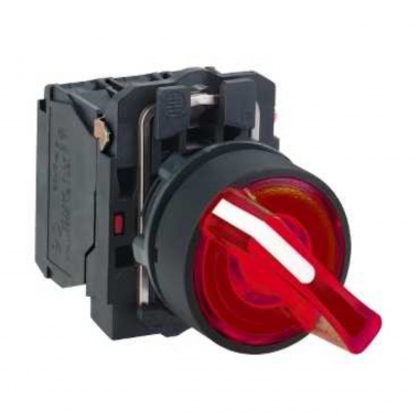 Bouton Tournant lumineux - 2 Positions - 24V - Rouge - Schneider XB5AK124B5
