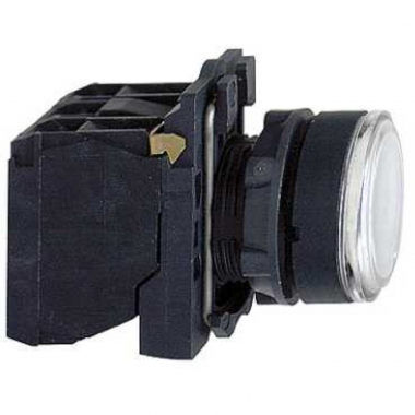 Bouton Poussoir Lumineux - Affleurant - 1NO + 1NF - Blanc - 230V - Schneider XB5AW31M5