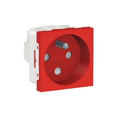 Prise de courant - Goulotte - 2P+T - Bornes auto - D�trompage - Rouge - Schneider electric NU305103T