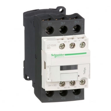 Contacteur Tesys D - 25A - 3 P�les - 1F+1O - 24V DC - AC-3 - AP - Schneider electric LC1D25B7