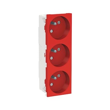 Prise de courant - 3 x 2P+T - 45D - Bornes auto - Rouge - Schneider electric NU307903