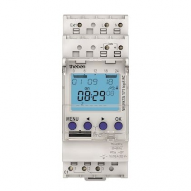 Interrupteur hebdomadaire digital - R�serve de marche - 1 contact - Theben 1710330