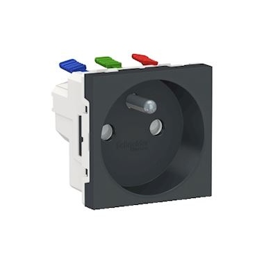 Prise de courant - 2P+T - Bornes auto - Anthracite - Schneider electric NU305954