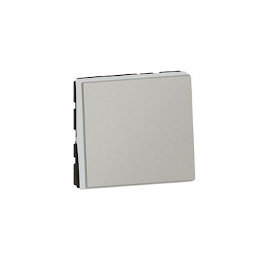 Bouton poussoir - 2 modules - 6A - Alu - Legrand Mosaic 079240L