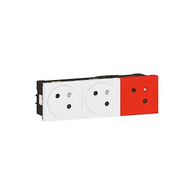 Prise de courant - 3 x 2P+T - Blanc et d�trompage - Surface - Legrand 077190L