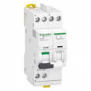 Disjoncteur diff�rentiel - IDD40N - TDG - 1P+N - 40A - Courbe C - 30 mA - Type AC - 10 kA - Schneider Electric A9DV36