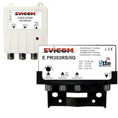 Kit pr�amplificateur LTE-5G - Avec couplage SAT et VHF - Evicom EKEV353RS5G