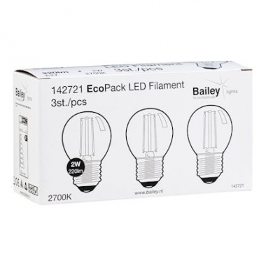 Ampoule � LED - Bailey Filament - Culot E27 - 2W - 2700K - G45 - Lot de 3 - BAILEY 142721