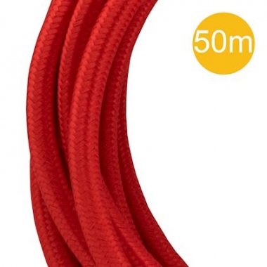 Cble Textile - 50 mtres - 2 x 0.75 mm2 - Rouge - Bailey 140681