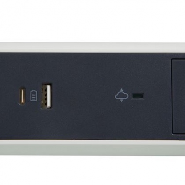 Bloc multiprise - 5 x 2P+T - Parafoudre - USB - 1.5 M�tre - Blanc / Noir - Legrand 049421