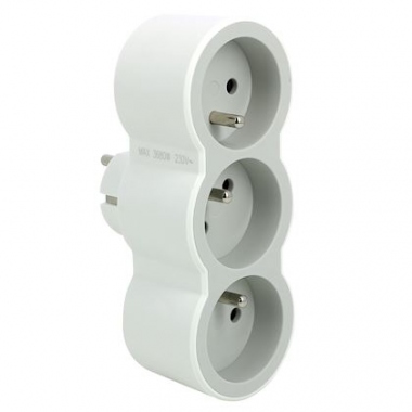 Fiche multiprise - 3 x 2P+T - Frontale - Blanc / Gris - Legrand 049433