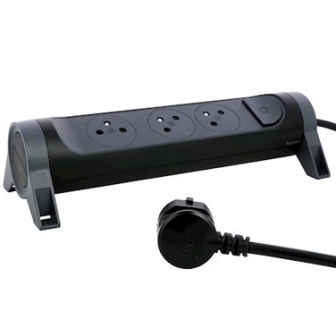 Bloc multiprise - 3 x 2P+T - Rotatif - 1.5 M�tre - Noir - Legrand 049444