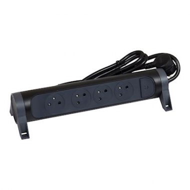 Bloc multiprise - 4 x 2P+T - Rotatif - 1.5 M�tre - Noir - Legrand 049448