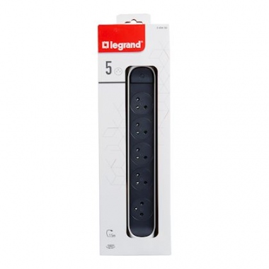 Bloc multiprise - 5 x 2P+T - Rotatif - 1.5 M�tre - Blanc / Noir - Legrand 049450