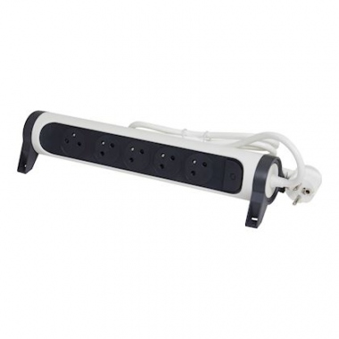 Bloc multiprise - 5 x 2P+T - Rotatif - 3 M�tres - Blanc / Noir - Legrand 049461
