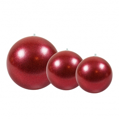 Lot de 15 boules incassables - Diamtre 12 / 15 / 22 Cm - Rouge paillet - Festilight 94302-BH15