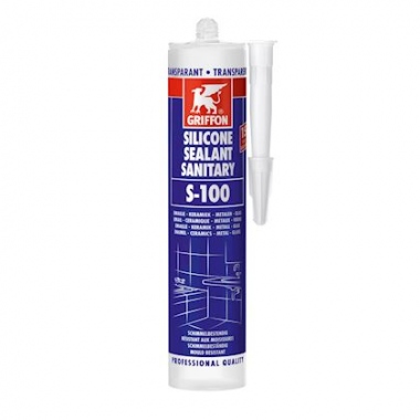 Mastic silicone sanitaire - Griffon S-100 - Base ac�tique - Translucide - 300 Ml - Griffon 1249350