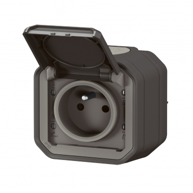 Prise de courant - 2P+T - Anthracite - Saillie - Legrand Plexo 069791L