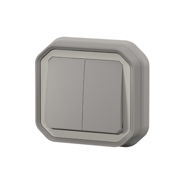 Commande double - 10A - Gris - Encastr� - Legrand plexo 069815L