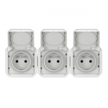 Prise de courant - 3 x 2P+T - Horizontale - Blanc - Composable - Legrand Plexo 069644L