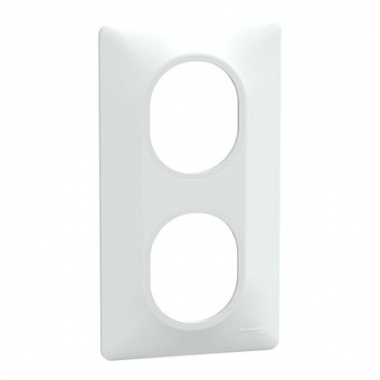 Plaque de finition - 2 Postes - Verticale - 71 mm - Blanc - Schneider Electric S320724