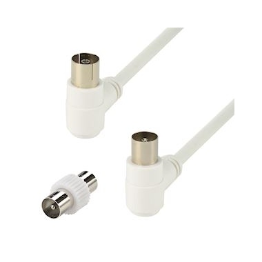 Cable TV - 9.52 mm - Coud� � 90 Degr�s - M�le / Femelle - 0.80 M�tres + Adaptateur - Erard 4398