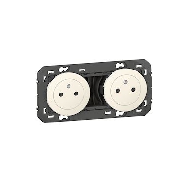 Prise de courant - 2 x 2P+T - Pr�-cabl�e - Blanc - Legrand Dooxie 600332