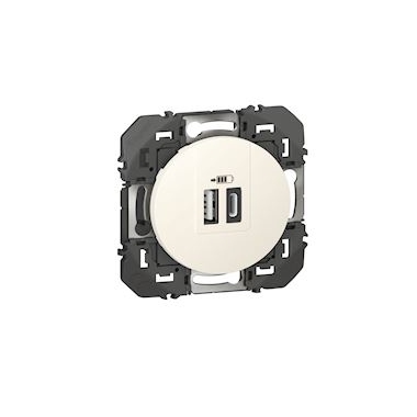 Chargeur - 2 USB - Type A+C - 3A - 15W - Blanc - Legrand Dooxie 600349