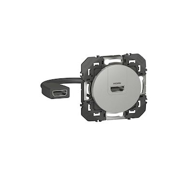 Prise HDMI Pr�-connect�e - Alu - Legrand Dooxie 600485